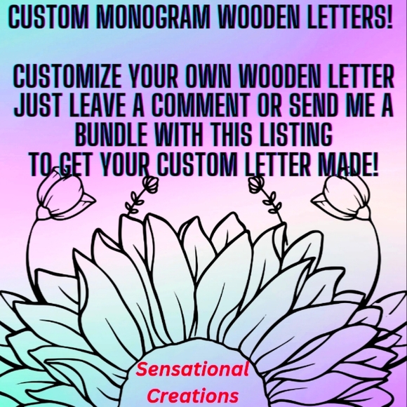 Custom Monogram Wooden Letters - Picture 1 of 5